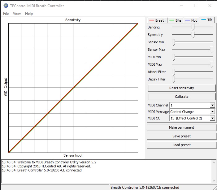Sample Modeling French Horn and Tuba : 3 reglage dans le soft de chez tec ici le parametre Tilt control en cc13