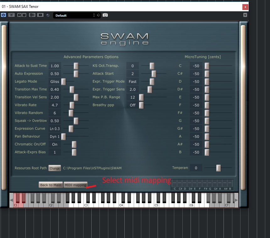 Sample Modeling French Horn and Tuba : 5 select midi mapping