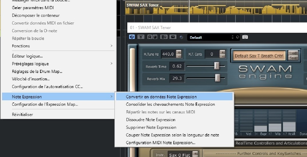 zoom du menu midi converir en note expression