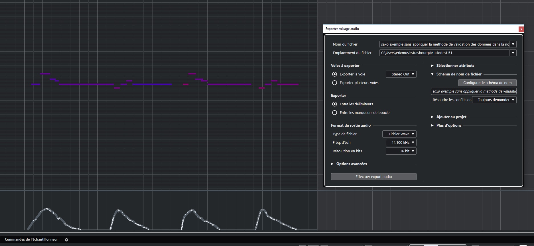 saxo exemple sans appliquer la methode de validation des données dans la note