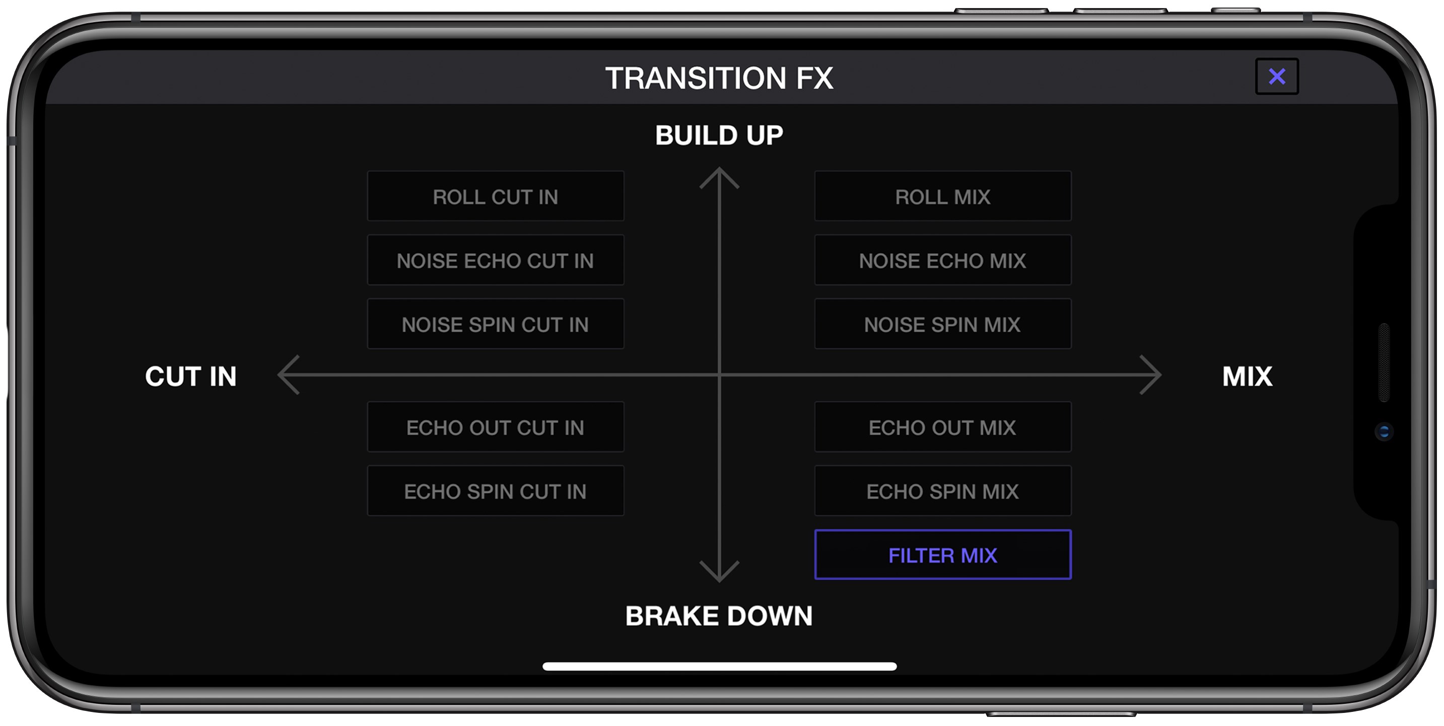 Pioneer WeDJ 2 for iPhone : wedj-for-iphone-transition-fx