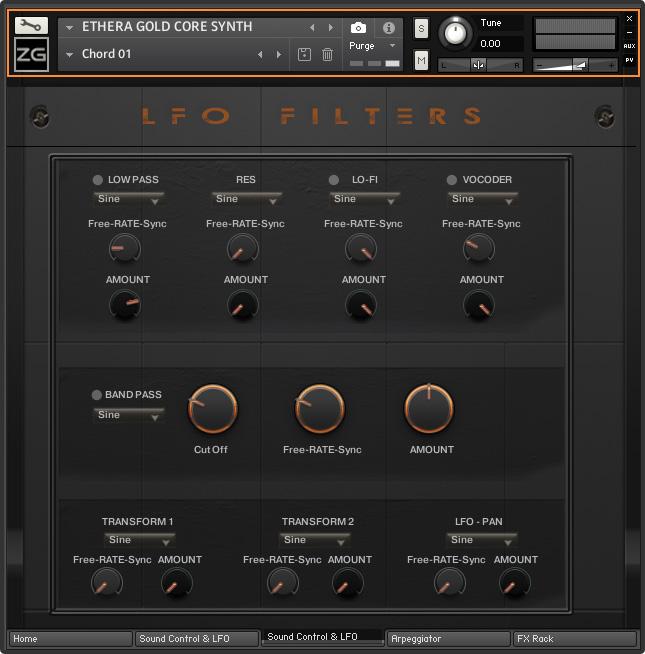 Ethera GUI LFO Filters