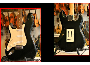 Guitare Squier strato Standard noire Gaucher de 2003.....montage 1