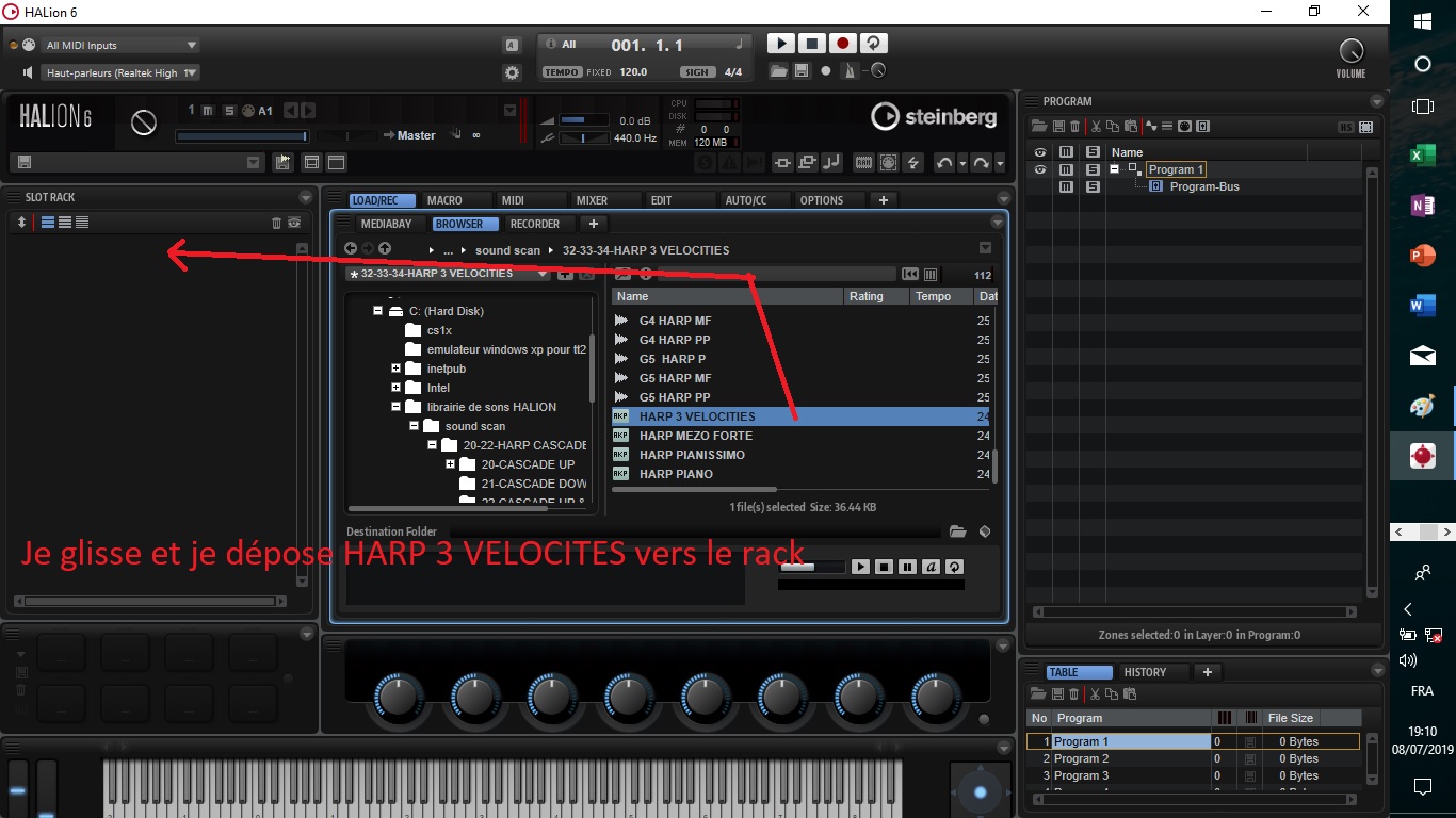 Steinberg HALion 6 : image 04 glisser déposer