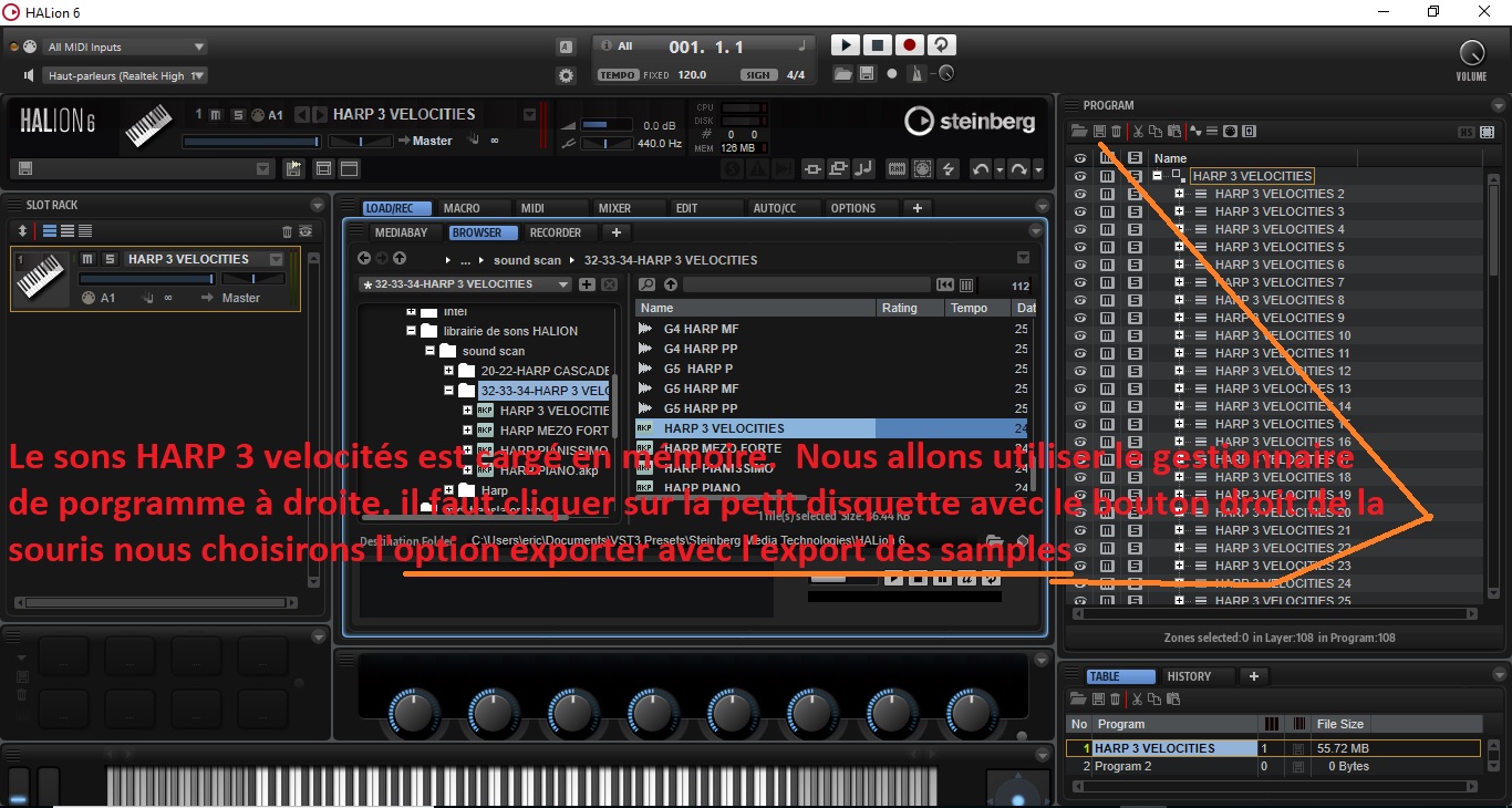 Steinberg HALion 6 : image 06 on va utiliser le menu export