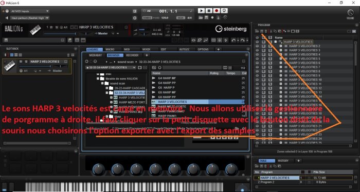 Steinberg HALion 6 : image 06 on va utiliser le menu export Steinberg HALion 6 : image 06 on va utiliser le menu export