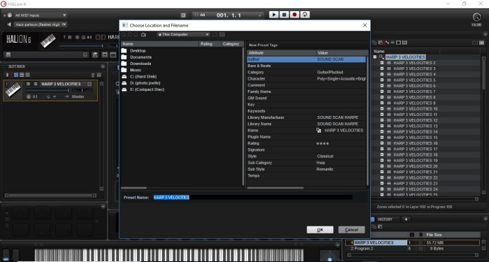 Steinberg HALion 6 : image 11 ici on choisit le dossier où l'on sauvegarde le preset Steinberg HALion 6 : image 11 ici on choisit le dossier où l'on sauvegarde le preset