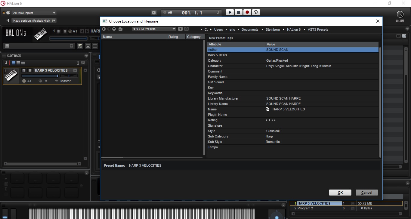 Steinberg HALion 6 : image 12 on va dans VST3 Presets