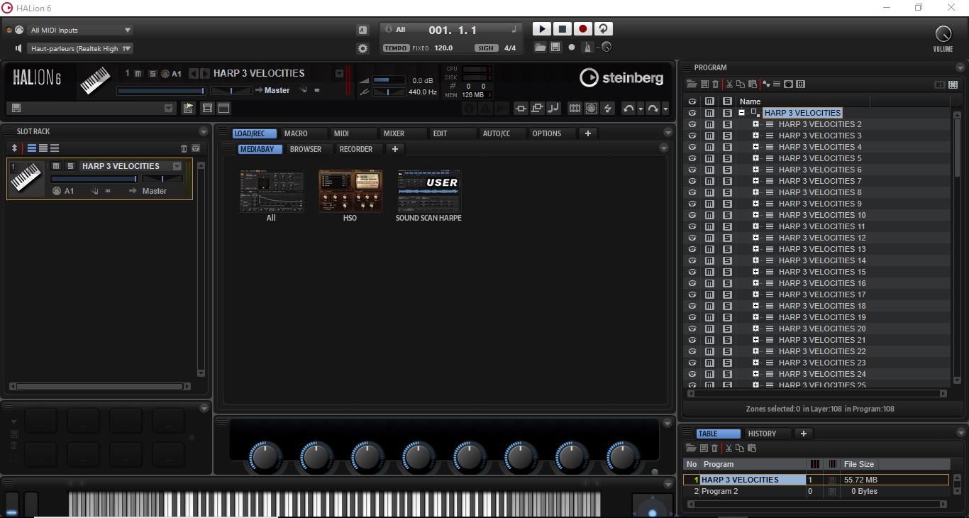 Steinberg HALion 6 : image 15 une bank de sons a été créée Elle s appelle SOUND SCAN HARPE