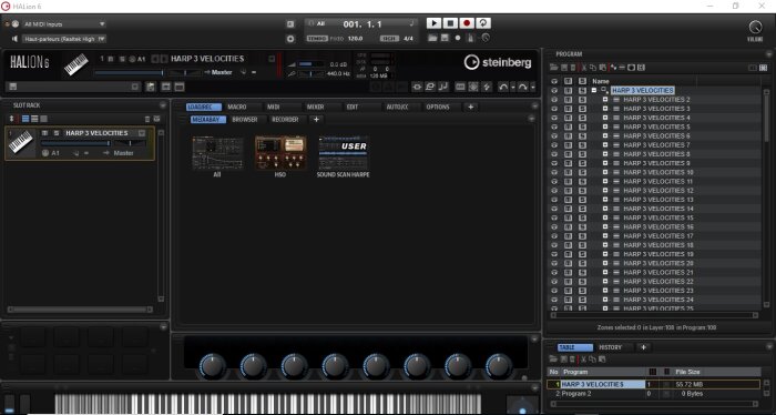 Steinberg HALion 6 : image 15 une bank de sons a été créée Elle s appelle SOUND SCAN HARPE Steinberg HALion 6 : image 15 une bank de sons a été créée Elle s appelle SOUND SCAN HARPE
