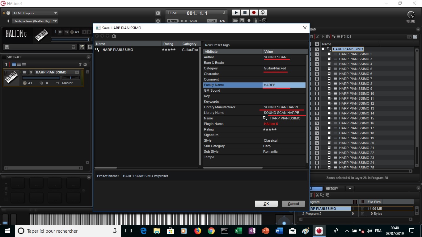 Steinberg HALion 6 : image 21 SOUND SCAN famille Harpe