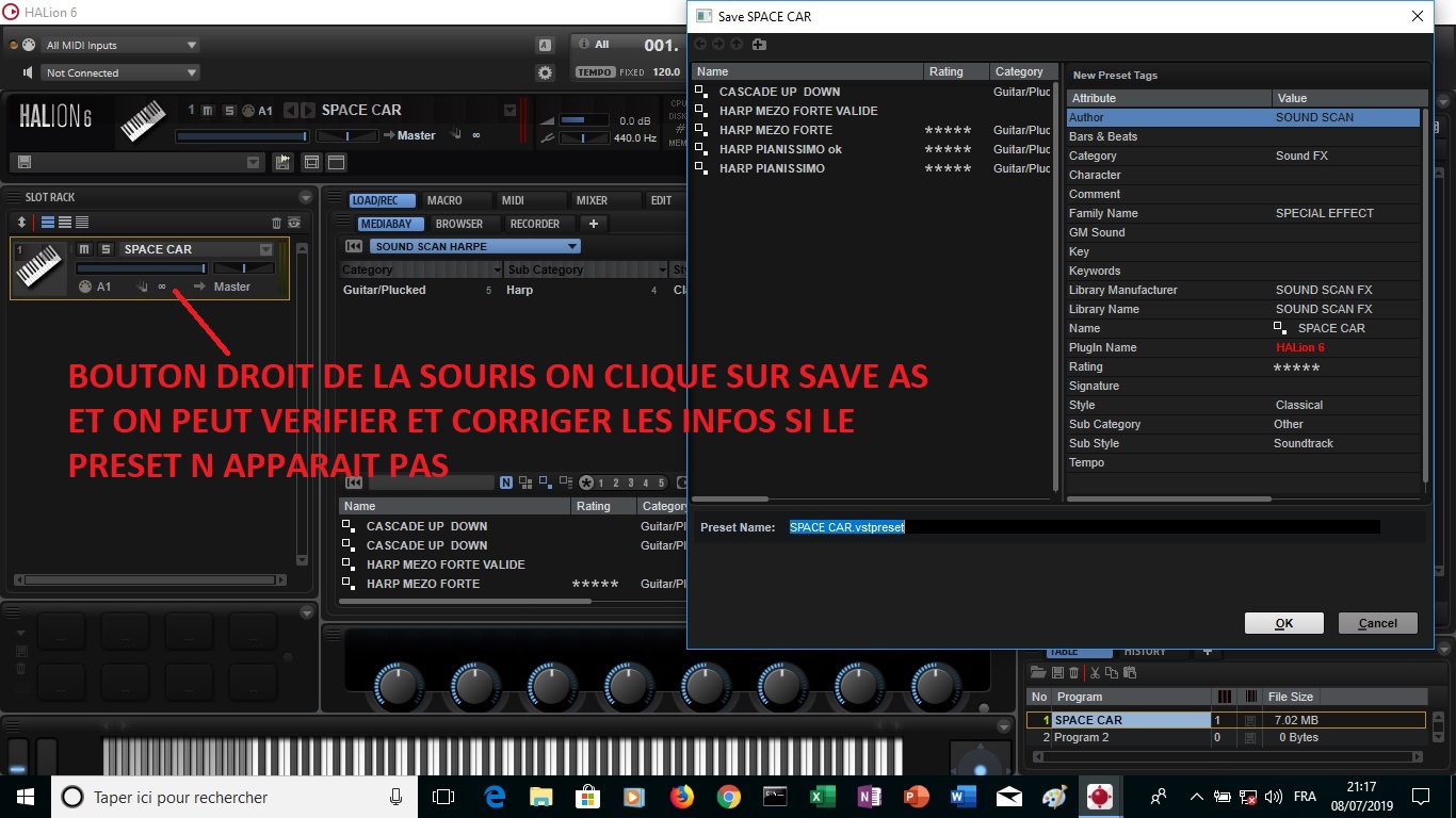 Steinberg HALion 6 : image 28 VERIFICATION DES DONNEES AVEC SAVE AS