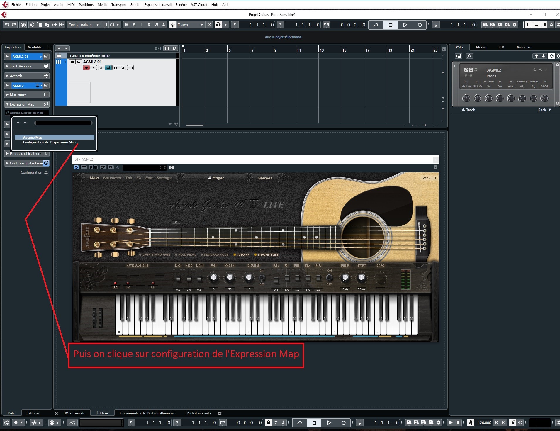 Steinberg Cubase Pro 10 : 2 on rentre dans le menu Expression Map