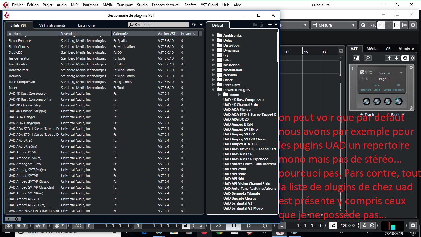 Steinberg Cubase Pro 8 : 4 toute les liste des chez uad y compris ceux que je ne possède pas