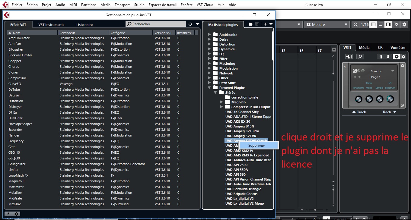 Steinberg Cubase Pro 8 : 19 et je clique sur supprimer