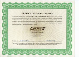 Certificat Gretsch G6120SSU