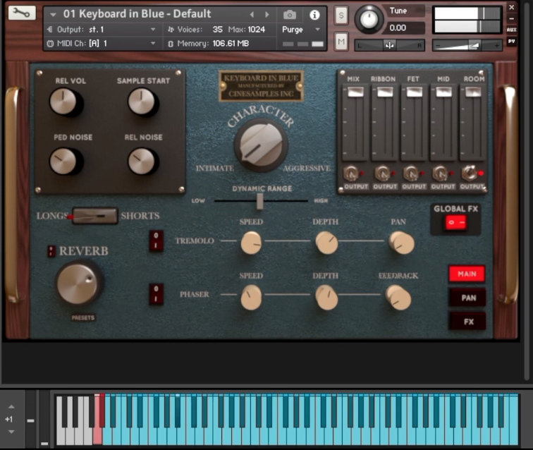 Keyboard in Blue GUI