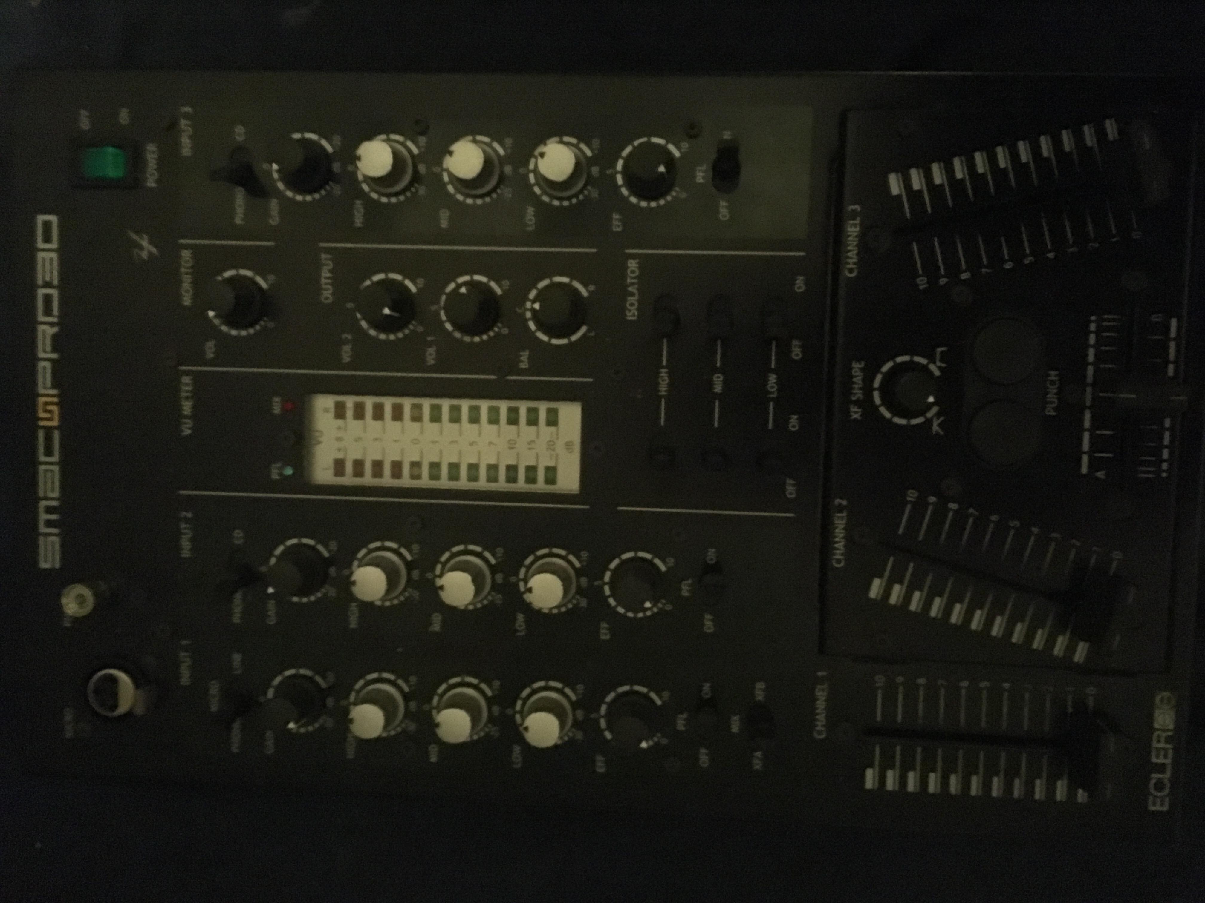ECLER SMAC PRO30 3ch DJ Mixer w/ Power cable Tested w/ Power