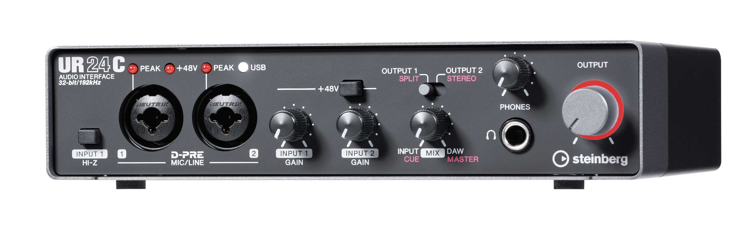 Steinberg UR24C cropped angle right 1 red LED 1132 3