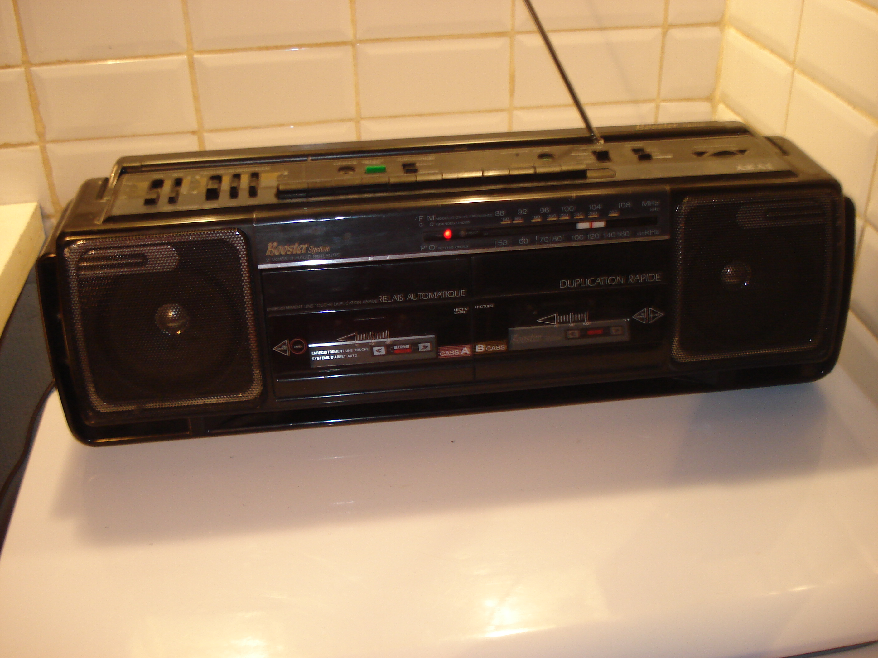 Vintage AKAI W-580L Ghetto Blaster Boom Box double Cassette Radio