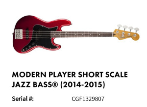 Fender Modern Player Short Scale Jazz Bass (97262)