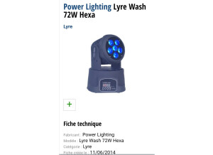 Power Lighting Lyre Wash 72W Hexa