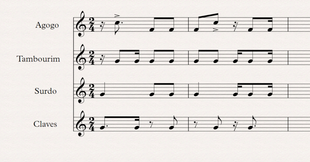 surdo+tambourim+claves+agogo