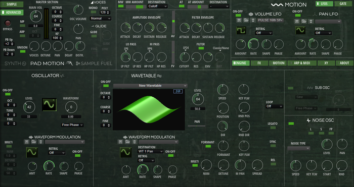 Pad Motion 3 Synth Page