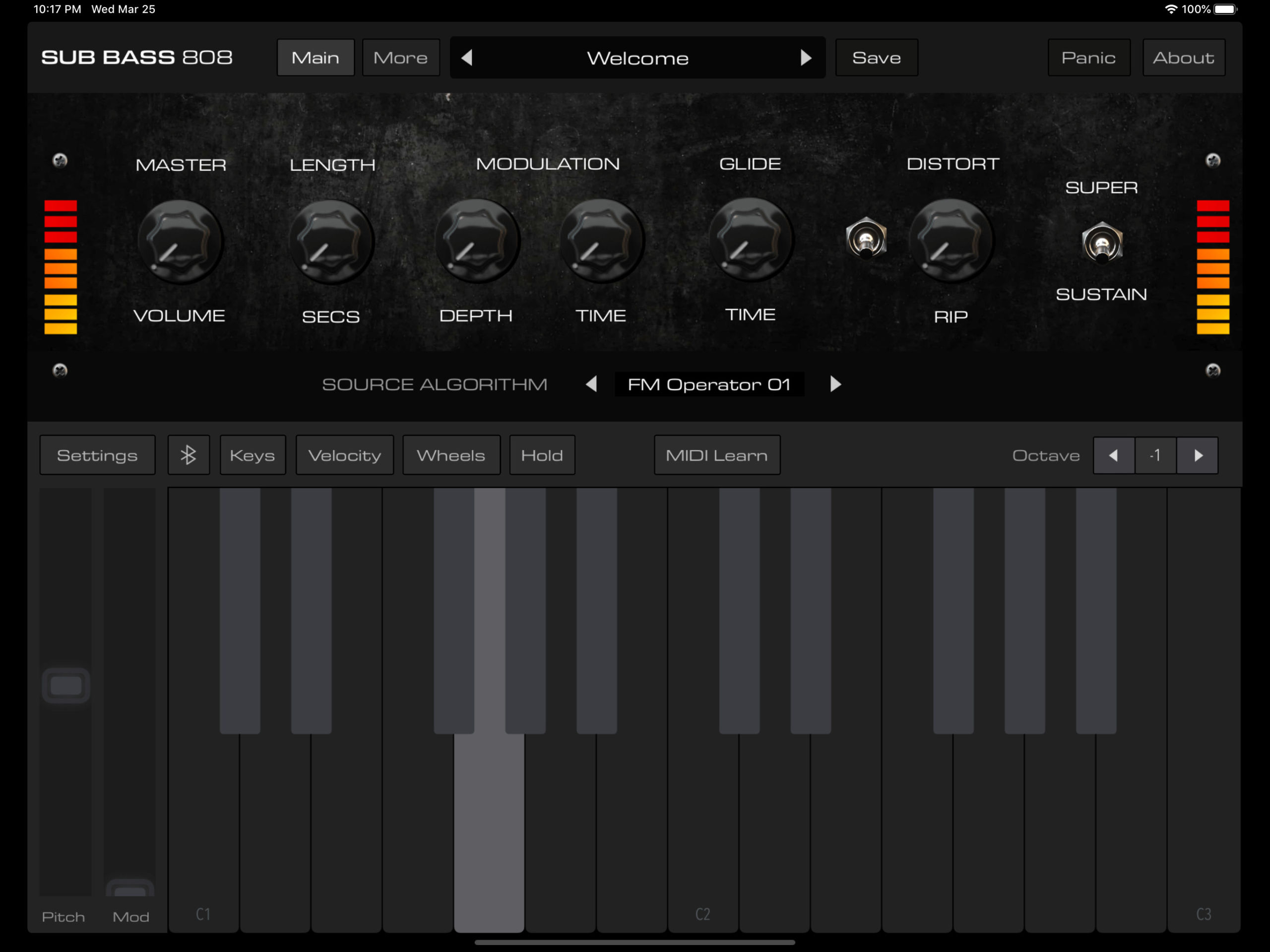 AudioKit Pro Bass 808 Synth : Bass 808 GUI