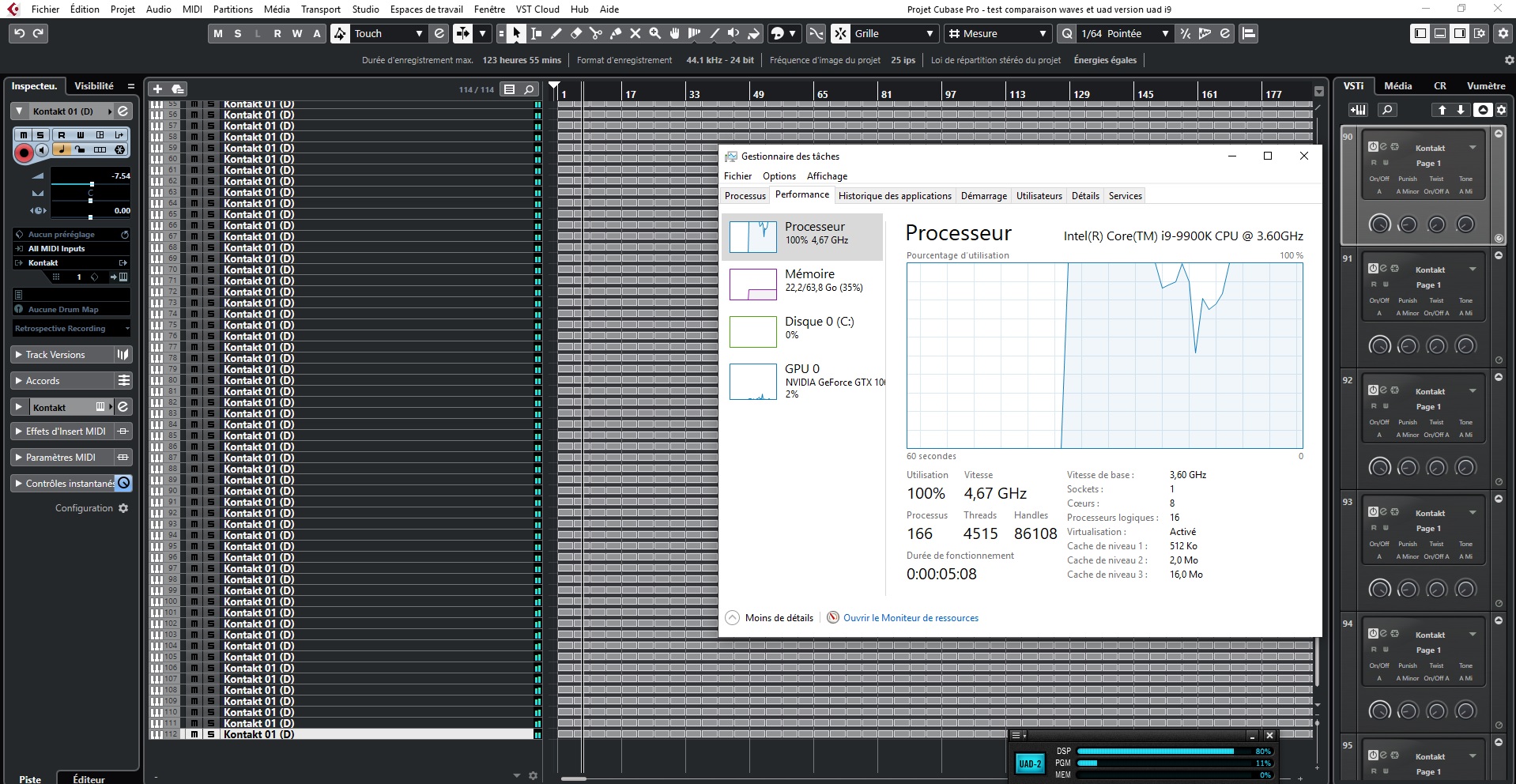 105 pistes en waves avec i9 en uad