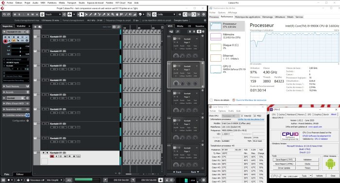 AMD Ryzen 9 3900X : i9 avec UAD 117 piste seulement oc 4.9Ghz contre oc 5ghz avant memoire 3000mhz contre 2666 AMD Ryzen 9 3900X : i9 avec UAD 117 piste seulement oc 4.9Ghz contre oc 5ghz avant memoire 3000mhz contre 2666