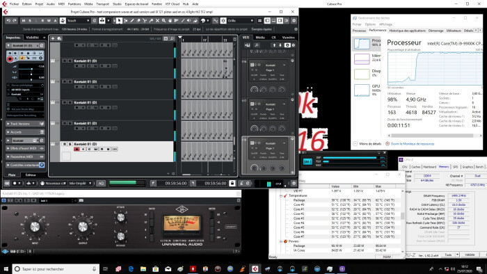 121 pîstes avec uad intel i 9 9900k oc 4.9 ghz all core mémoire 3000Mhz Th3 256 samples temperature 59 degres 121 pîstes avec uad intel i 9 9900k oc 4.9 ghz all core mémoire 3000Mhz Th3 256 samples temperature 59 degres