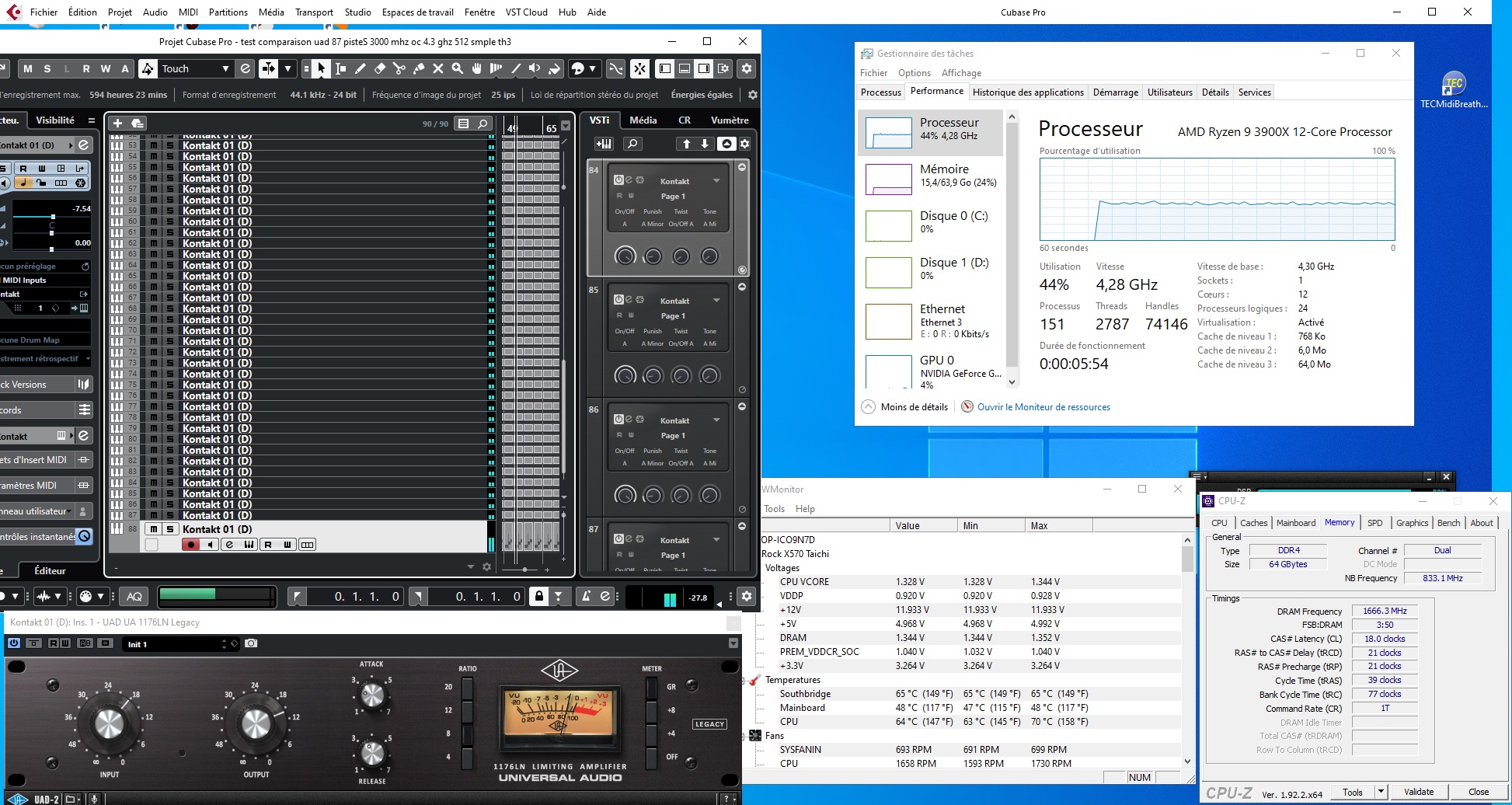 88 PISTES UAD 3333MHZ R9 OC 4.3 TH3 512 SMPLE TEMPERATURE 64 DEGRES