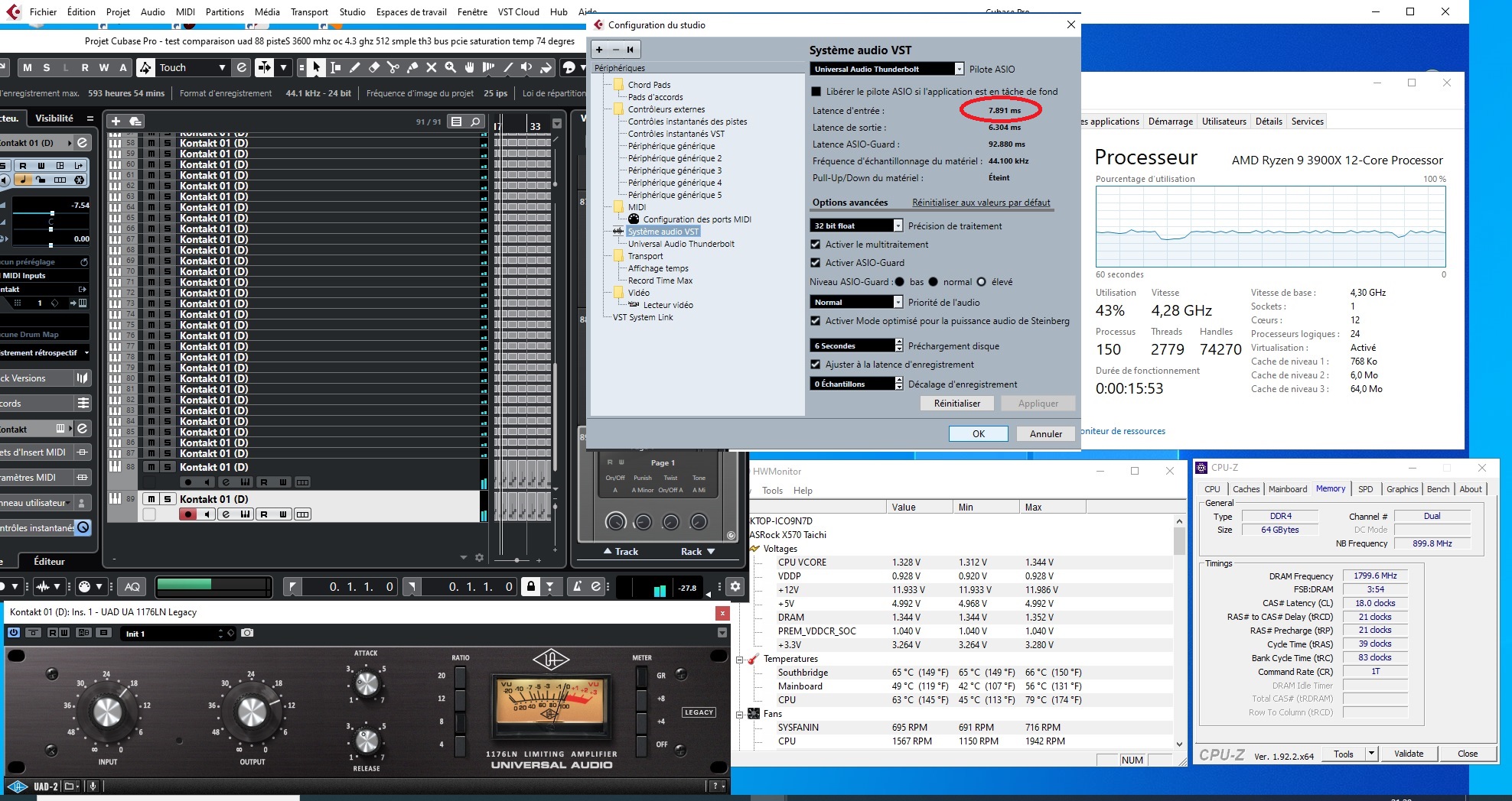 88 PISTES UAD 3600MHZ R9 OC 4.3 TH3 256 SMPLE TEMPERATURE 79 DEGRES