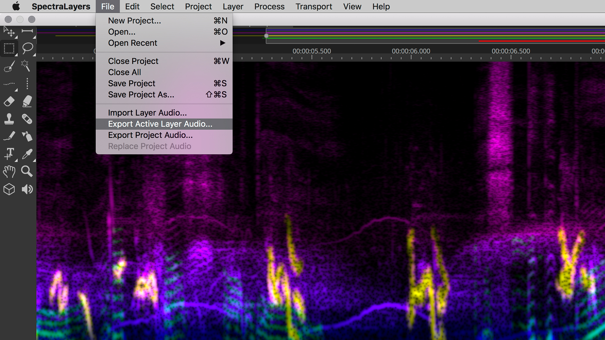 Steinberg SpectraLayers Pro 7 : Export Active Layer Close