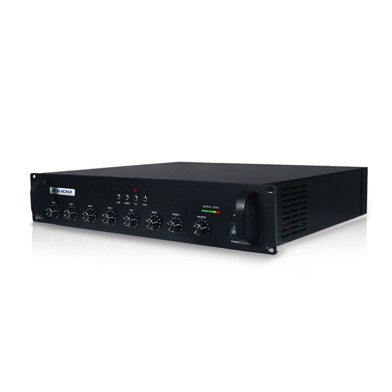 Amplificateur mélangeur Brooke 240W - 4 ohms, 50, 70 ou 100V - 4 entrées micro, 4 entrées ligne