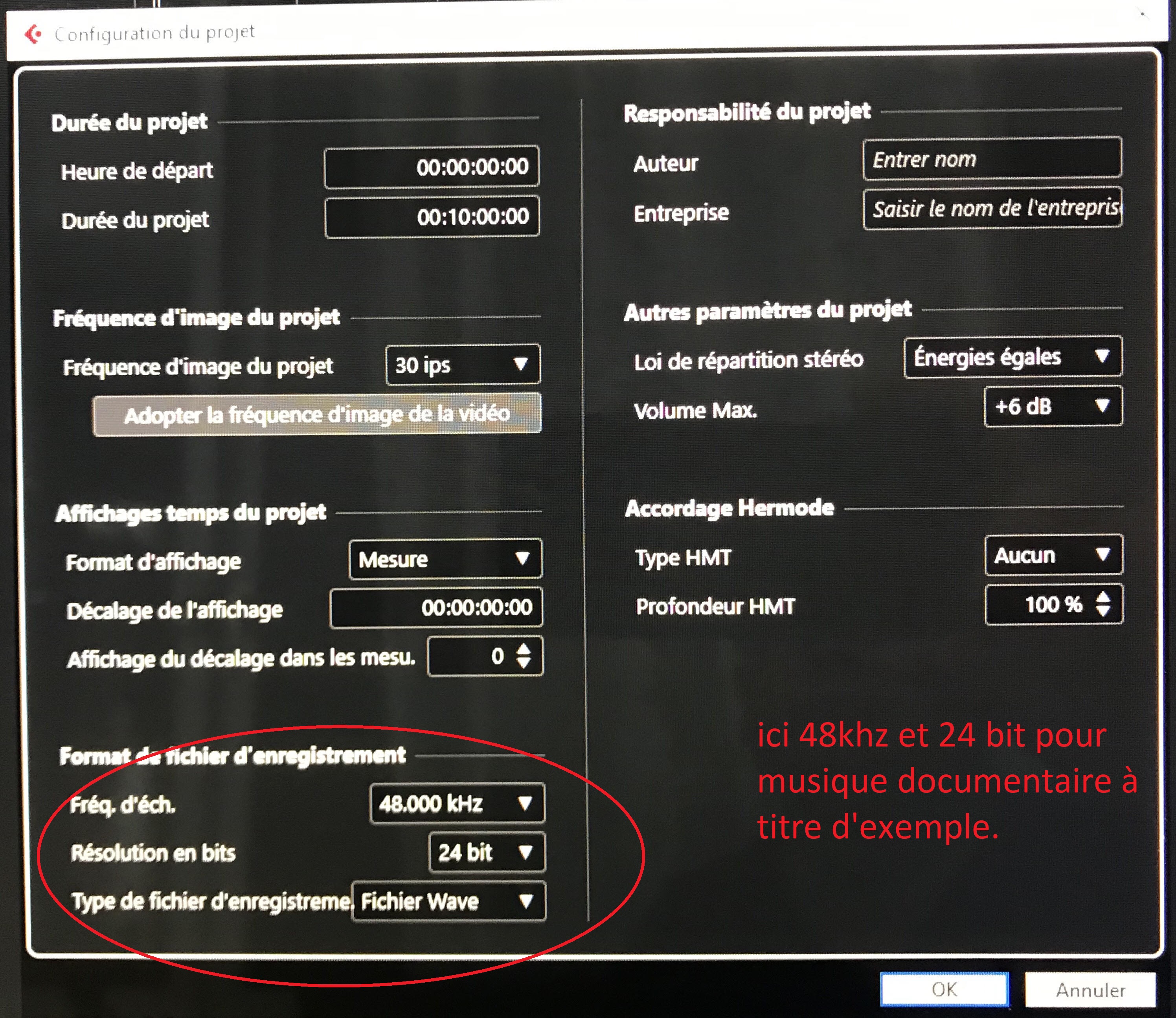 Universal Audio Apollo : reglage pref projet
