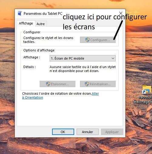 je cliquer sur mon raccourci et je cofigure mes écrans