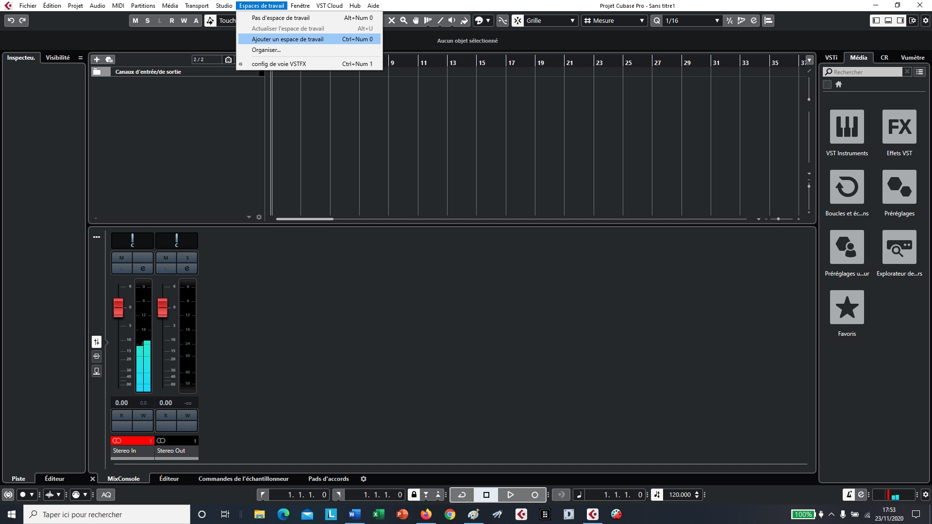 creation d'un espace de travail dédié aux inserts