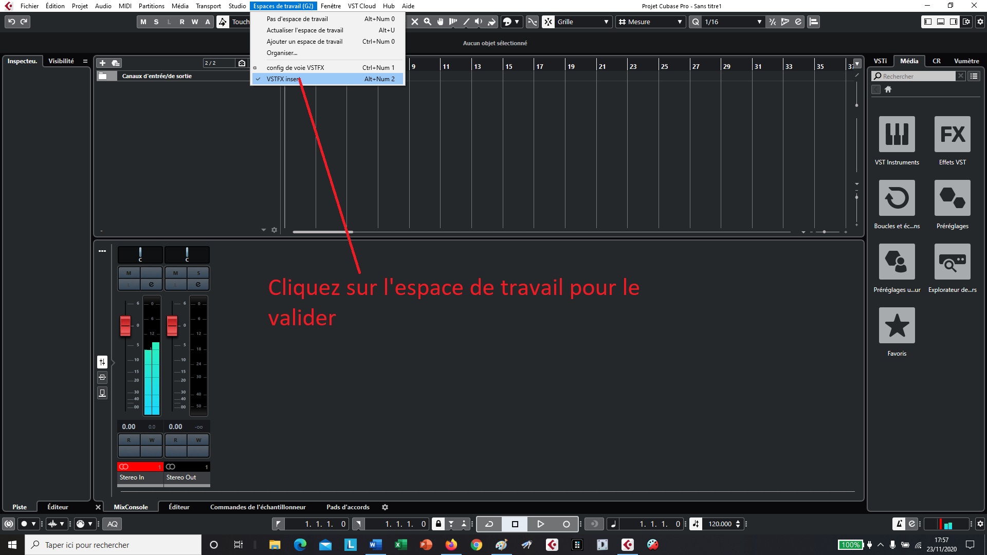 cliquez sur l espace de trvail créé