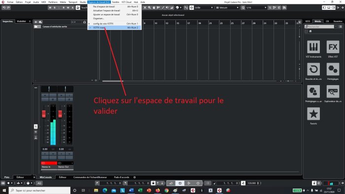 cliquez sur l espace de trvail créé cliquez sur l espace de trvail créé