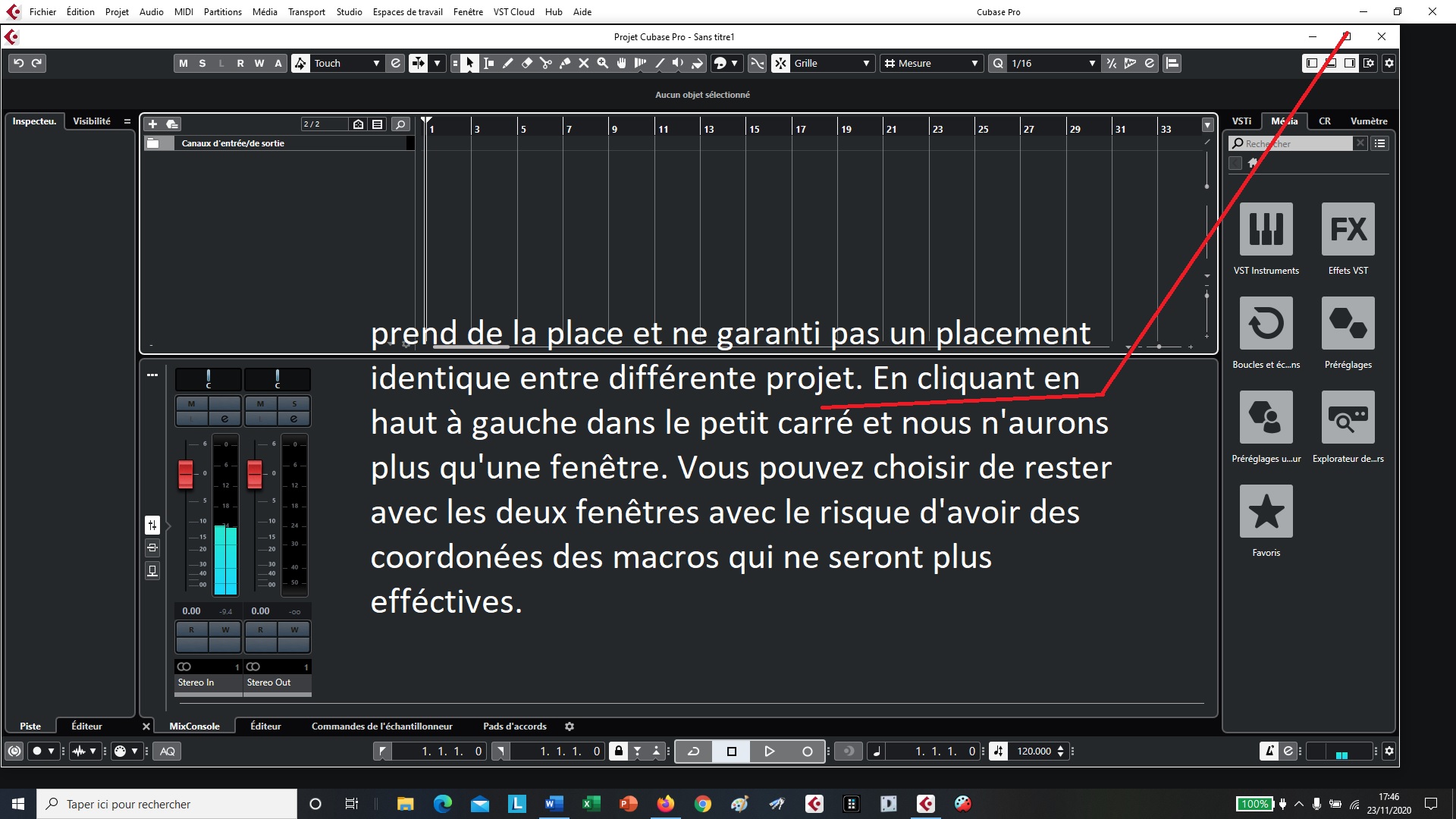 parametrage de la fenetre