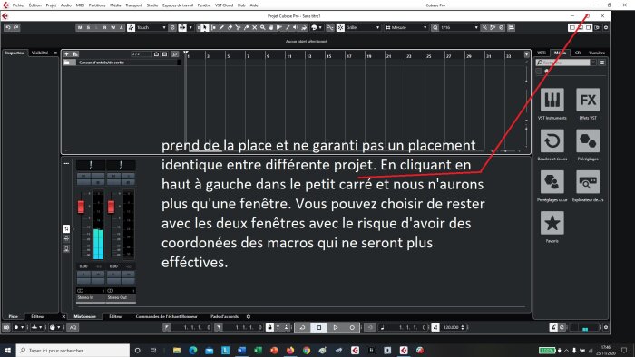 parametrage de la fenetre parametrage de la fenetre
