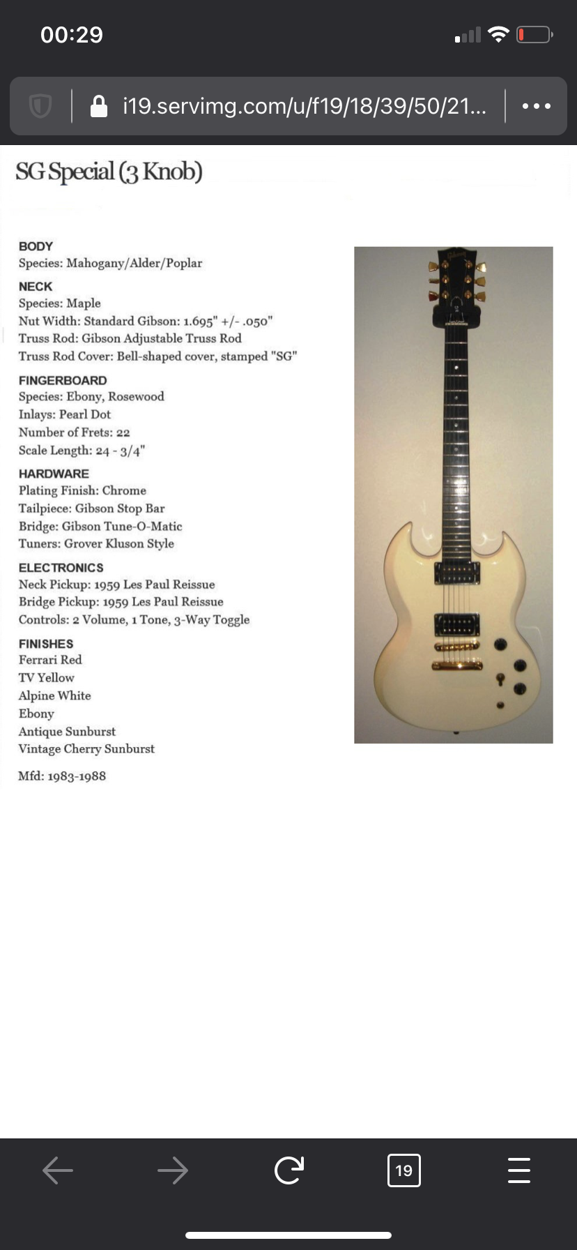 Gibson SG Special 3 Knobs