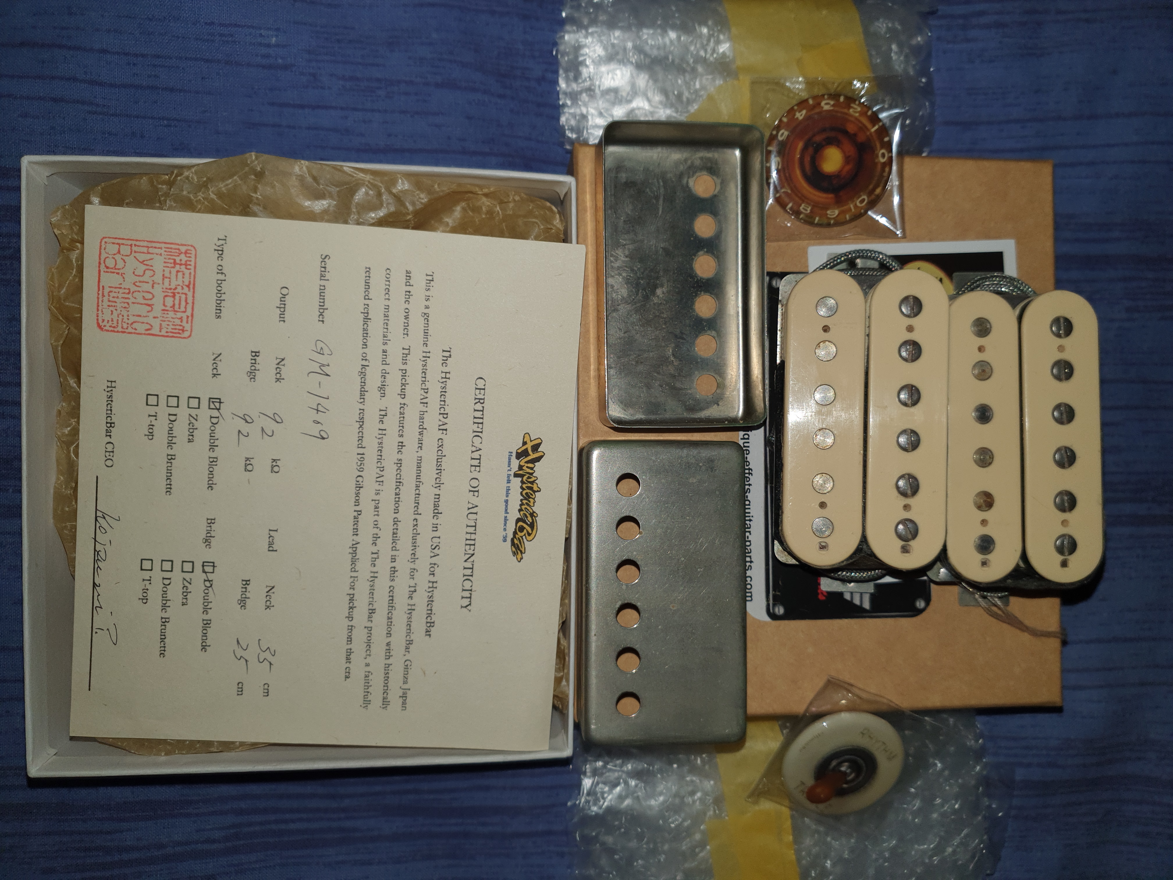 Hysteric Bar Pickups PAF.  Gary Moore  replica