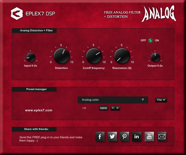 Free_Analog_filter_Analog_distortion_vst