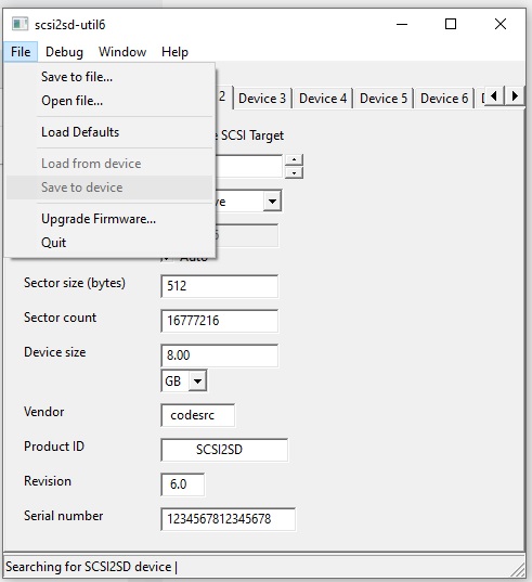 E-MU E5000 Ultra : sauvegarde sur la carte sd