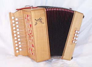 Accordéon diatonique B. Loffet "Etude" 2 rangs 3 voix en merisier