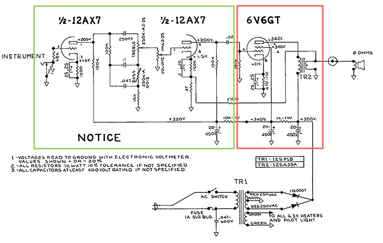 Schéma ampli Fender Champ Diodes