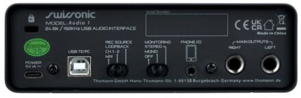 Swissonic Audio 1 : Audio 1 rear Swissonic Audio 1 : Audio 1 rear